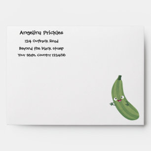Enveloppe Caricature joyeux de courgettes mignonnes