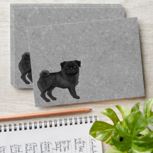 Enveloppe Carlin noir Design de race de chien Mops gris
