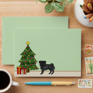 Enveloppe Carlin Noir Joli Chien De Caricature Avec Arbre De