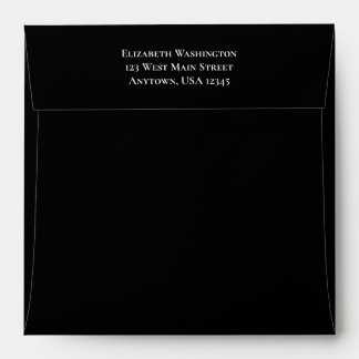 Enveloppe Carré Black Plain Simple Adresse de retour