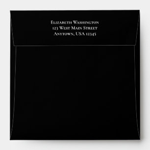 Enveloppe Carré Black Plain Simple Return Adresse
