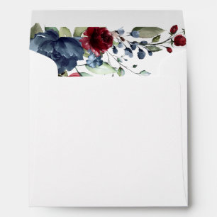 Enveloppe Carré d'aquarelle florale bleu Bourgogne
