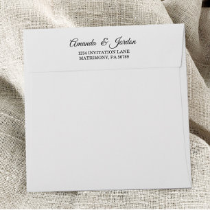 Enveloppe Carré de calligraphie noir et blanc simple Mariage