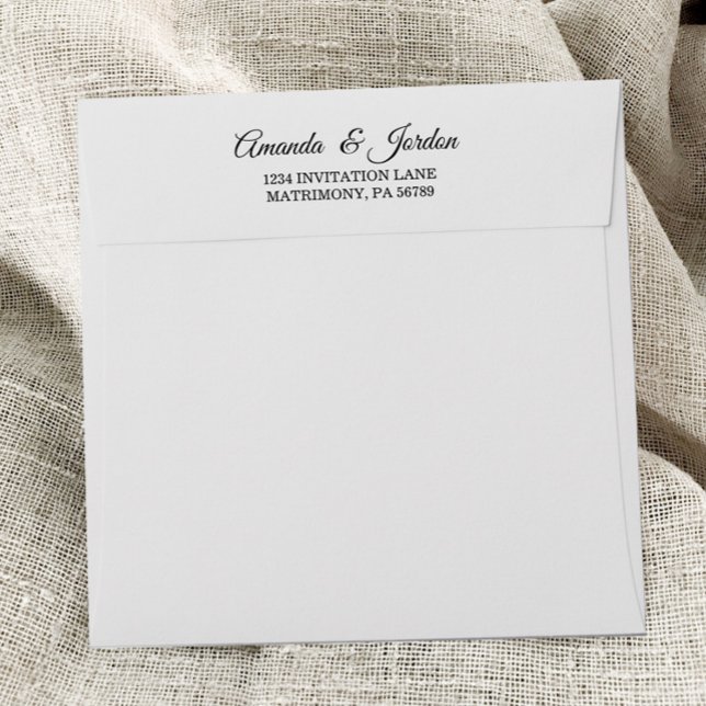Enveloppe Carré de calligraphie noir et blanc simple Mariage (Créateur téléchargé)