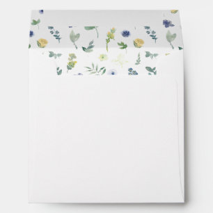 Enveloppe Carré de carte Mariage bleu jaune
