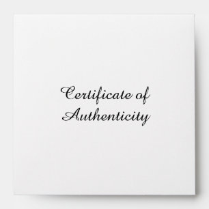 Enveloppe carré de certificat d'authenticité