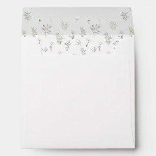 Enveloppe carré de mariage fleurie verdoyante