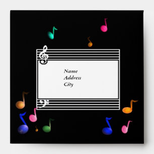 Enveloppe Carré de musique colorée