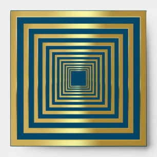 Enveloppe carré d'illusion 3d bleu or