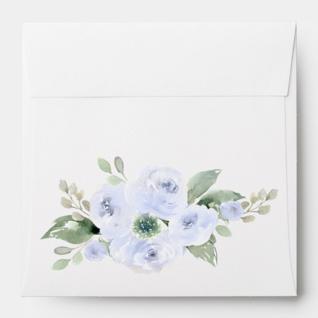 Enveloppe Carré floral bleu (Dos (Haut rabat))
