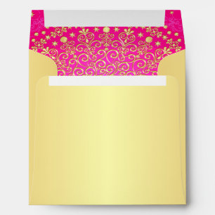 Enveloppe Carré Goldtone et Pink Scrolls