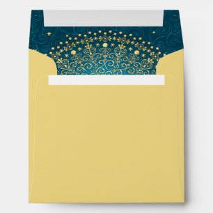 Enveloppe Carré Goldtone et Turquoise Scrolls