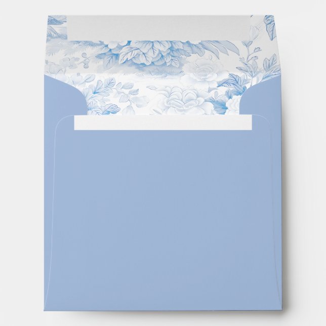 Enveloppe carré mariage de la chinoiserie bleu cla (Dos (Bas))