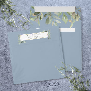 Enveloppe Carré Mariage Dusty Blue Greenery