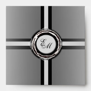 Enveloppe Carré Mariage Monogramme Sceau d'argent
