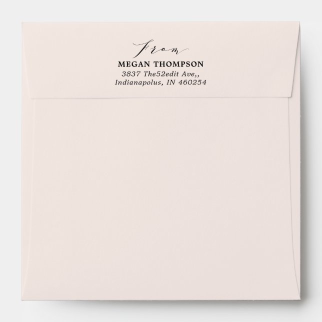 Enveloppe Carré pré-adressée rose pâle souple (Dos (Haut rabat))