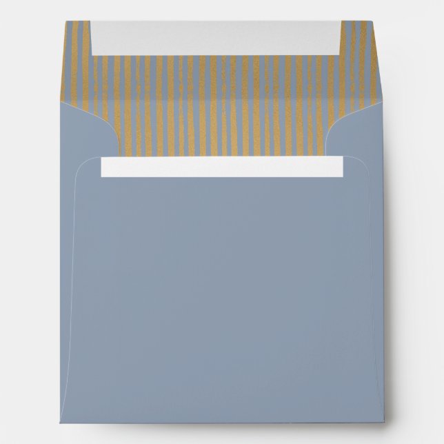 Enveloppe Carré rayé or moderne bleu poussiéreux (Dos (Bas))