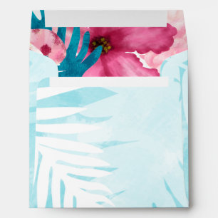 Enveloppe Carré rose et Turquoise