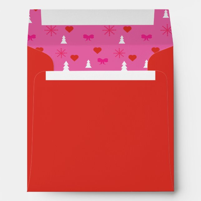 Enveloppe Carré rouge rose et blanc à trait de Noë (Dos (Bas))