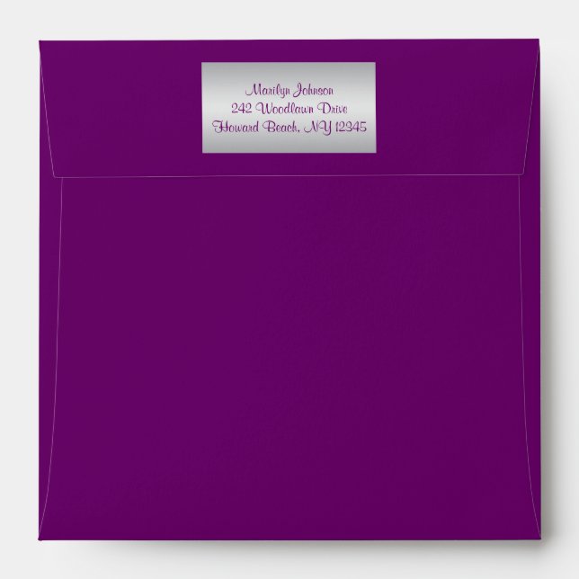 Enveloppe Carré Royal violet, Argent (Dos (Haut rabat))