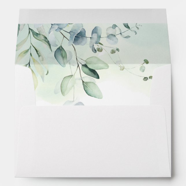 Enveloppe Carré Sage Green Eucalyptus Mariage (Dos (Bas))