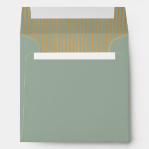 Enveloppe Carré Sage Green Moderne Or rayé