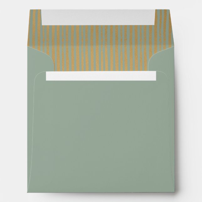 Enveloppe Carré Sage Green Moderne Or rayé (Dos (Bas))