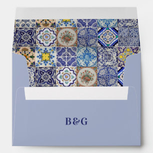 Enveloppe Carreaux portugais méditerranéens 5X7 Mariage Invi