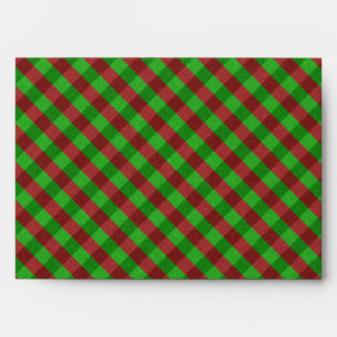 Enveloppe Carreaux Rouges & Verts Pailletés