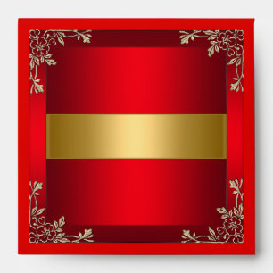Enveloppe Carrée Anniversaire Rouge Or