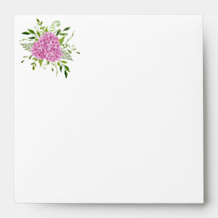 Enveloppe Carrée Aquarelle Florale Hydrangeas Rose