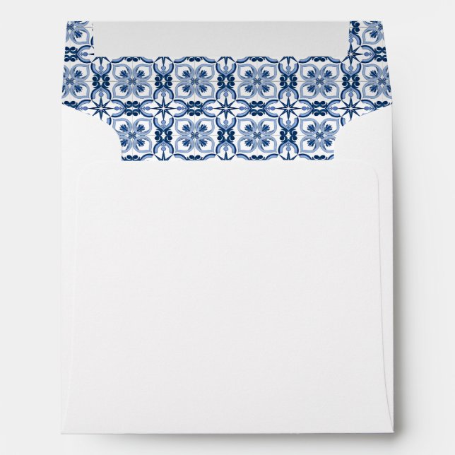 Enveloppe Carrelage bleu Citron italien Faire-part de mariag (Dos (Bas))