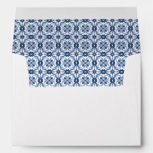 Enveloppe Carrelage bleu Citron italien Fête des mariées Mar