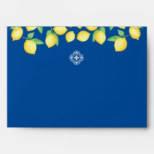 Enveloppe Carrelage bleu méditerranéen Aquarelle Citron Mari