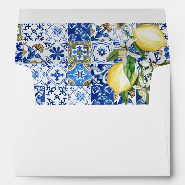 Enveloppe Carrelage Méditerranéen Bleu Citron Amalfi (Dos (Bas))