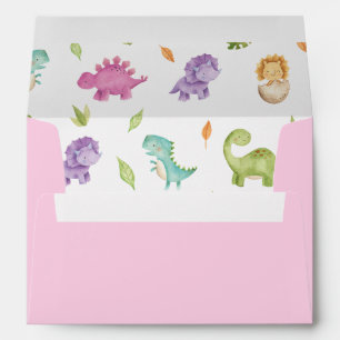 Enveloppe Carte A7 mignonne Pink Purple Dinosaures 5x7