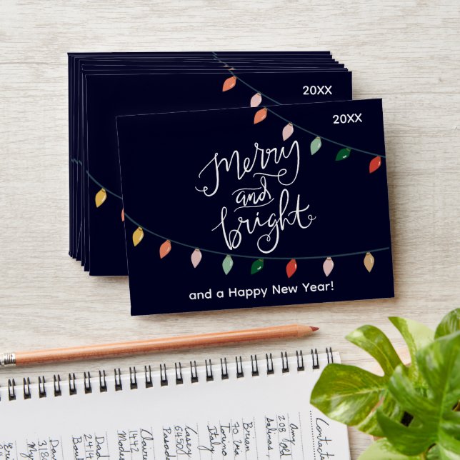 Enveloppe Carte-cadeau Blue Merry and Bright Christmas Light (Stacked)