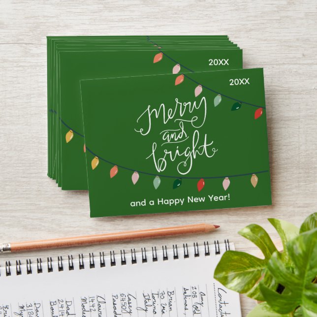 Enveloppe Carte-cadeau Green Merry and Bright Christmas Ligh (Stacked)