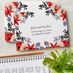Enveloppe Carte de fermeture florale du registre cadeau Red