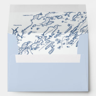 Enveloppe Carte de l'île Peaks Maine Mariage bleu clair