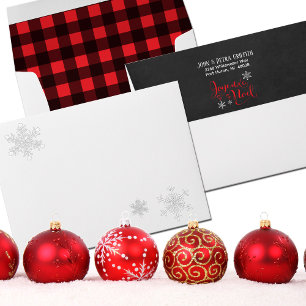 Enveloppe Carte de Noël 5x7 Joyeux Noel Snowflakes