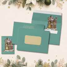 Carte de Noël Bleu Vert Correspondant à la Boutiqu