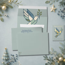 Carte de Noël graphique colombe Sage et ivoire app