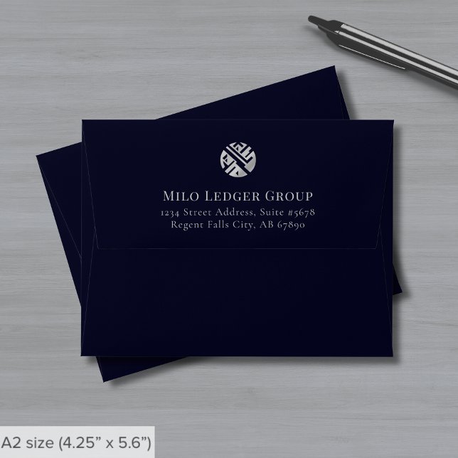 Enveloppe Carte de note A2 de la Marine Blue Custom Logo (Créateur téléchargé)