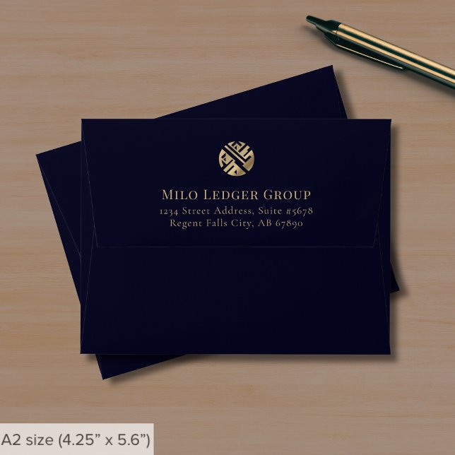 Enveloppe Carte de note de logo personnalisée Marine Blue Go (Créateur téléchargé)