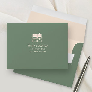 Enveloppe Carte de réponse de mariage Bonheur Double Moderne