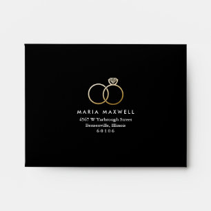 Enveloppe Carte- de réponse d'or moderne de faire-part de