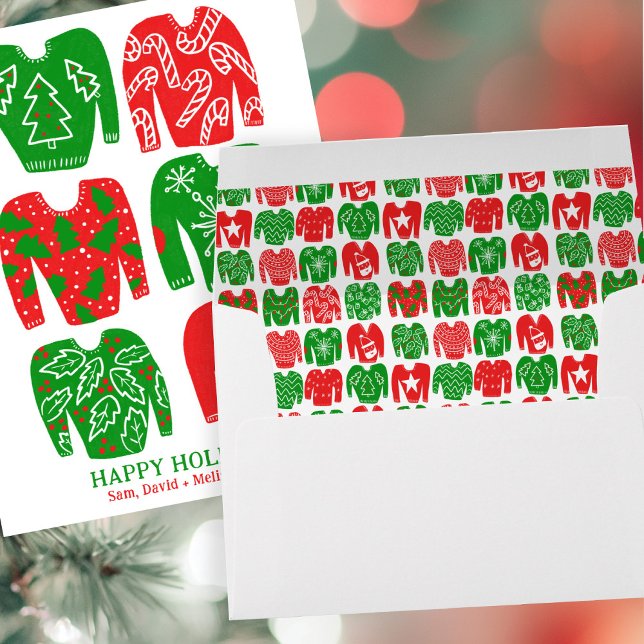 Enveloppe Carte de vacances de Noël moche (Ugly Christmas Sweater Holiday Card Envelope
)