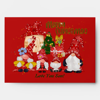 Enveloppe Carte de voeux de Noël Gnome