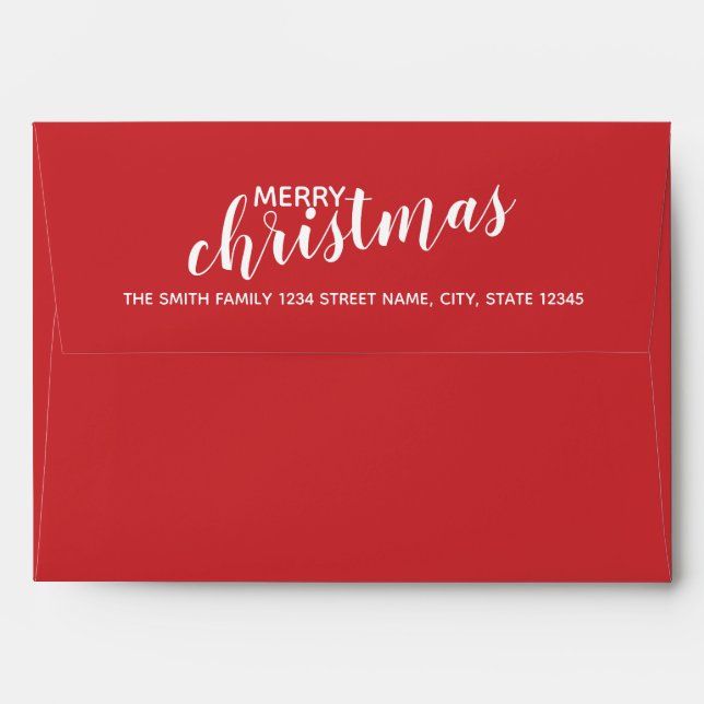 Enveloppe Carte de voeux Red Holiday 'Joyeux Noël' (Dos (Haut rabat))